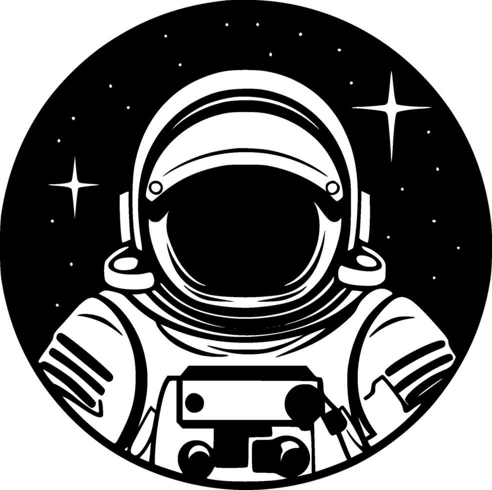 astronauta, negro y blanco vector ilustración