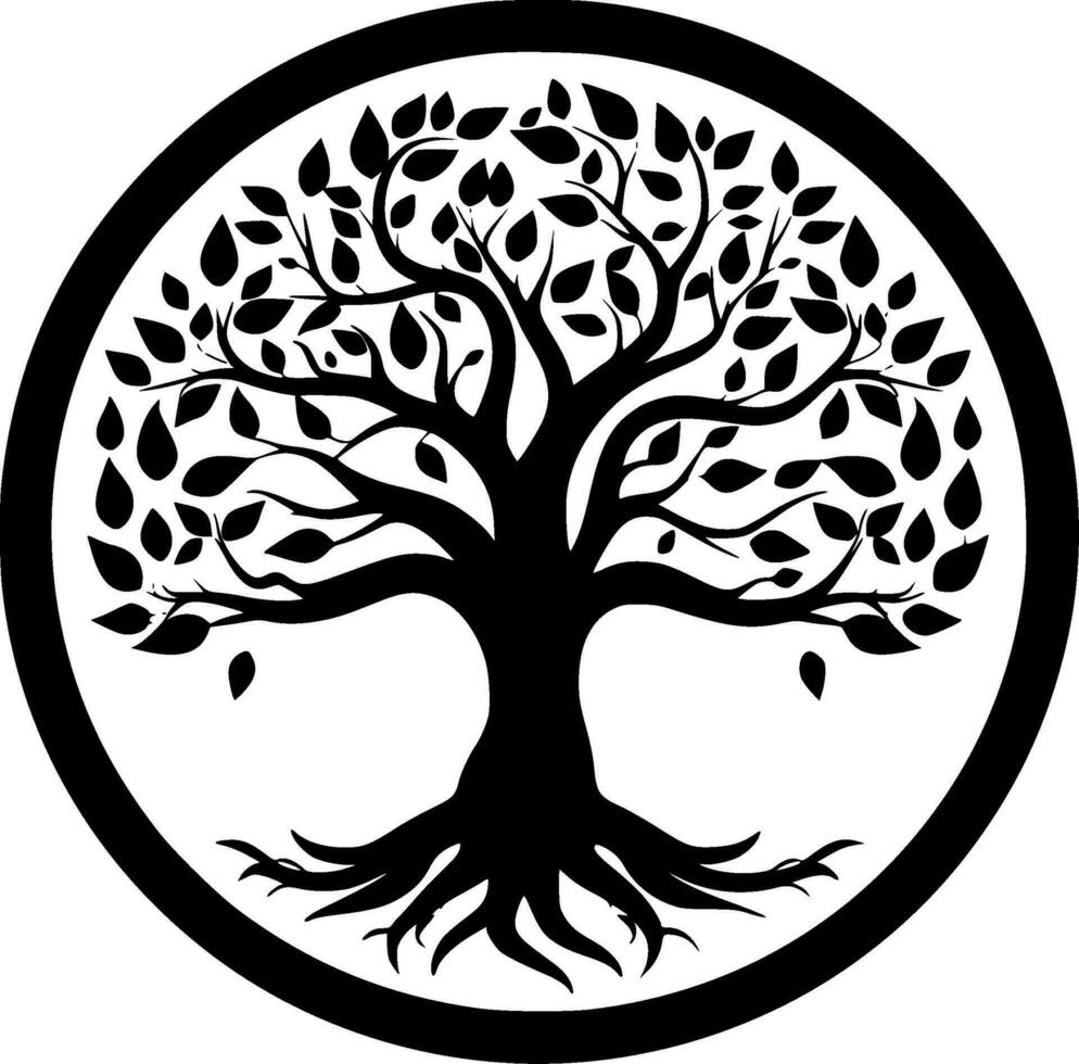 árbol de vida, negro y blanco vector ilustración