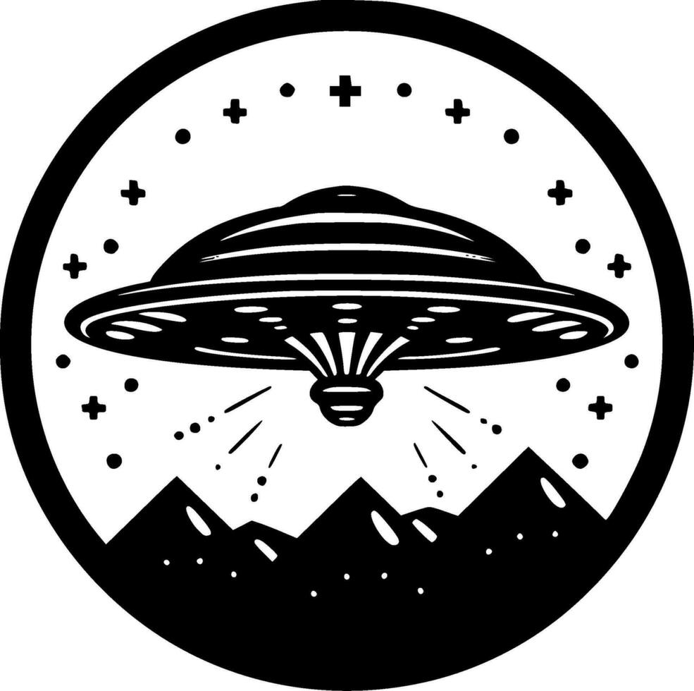 UFO, Black and White Vector illustration