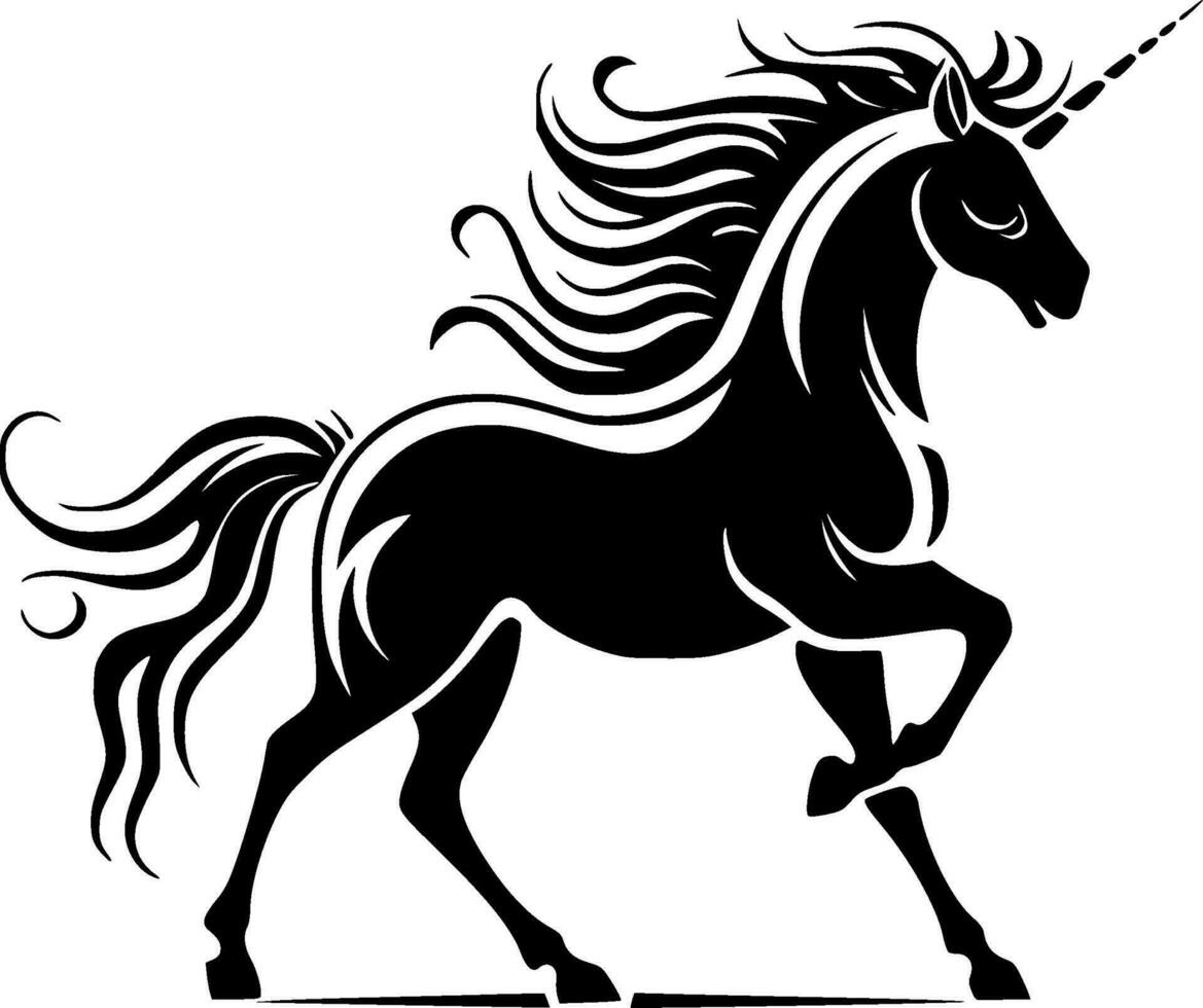 unicornio, negro y blanco vector ilustración