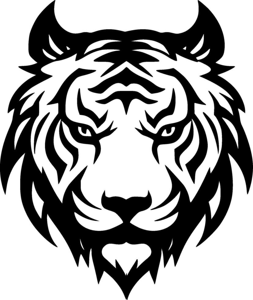 Tiger - Black and White Isolated Icon - Vector illustration