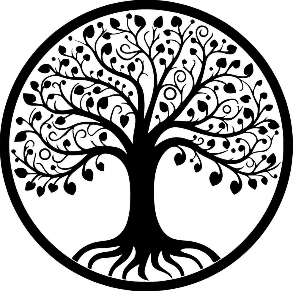 Tree - Black and White Isolated Icon - Vector illustration