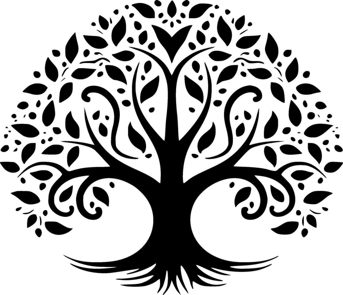 árbol, negro y blanco vector ilustración