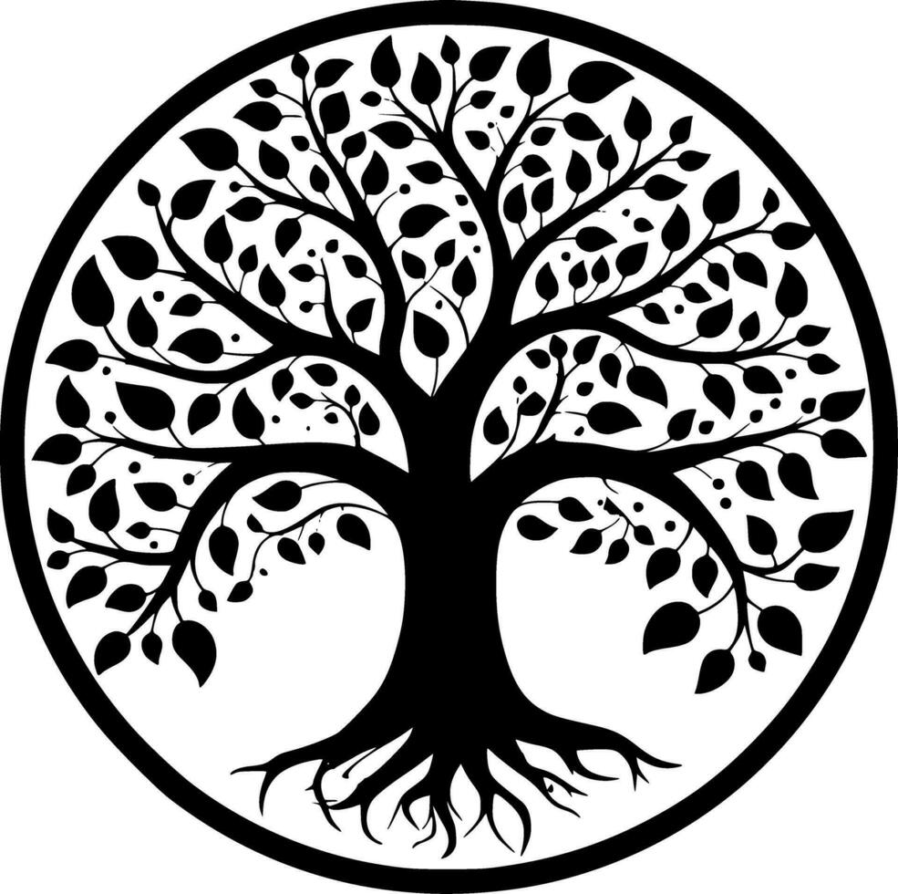 Tree, Black and White Vector illustration