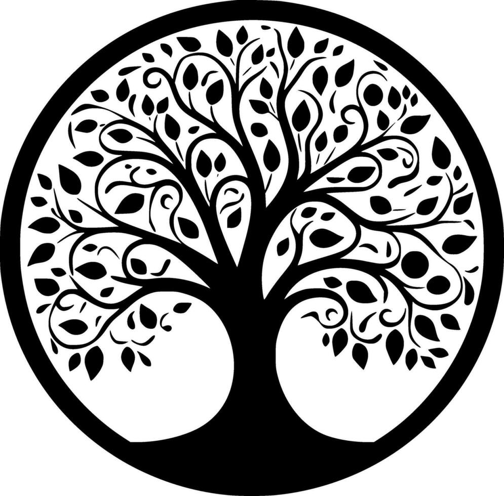 Tree, Black and White Vector illustration