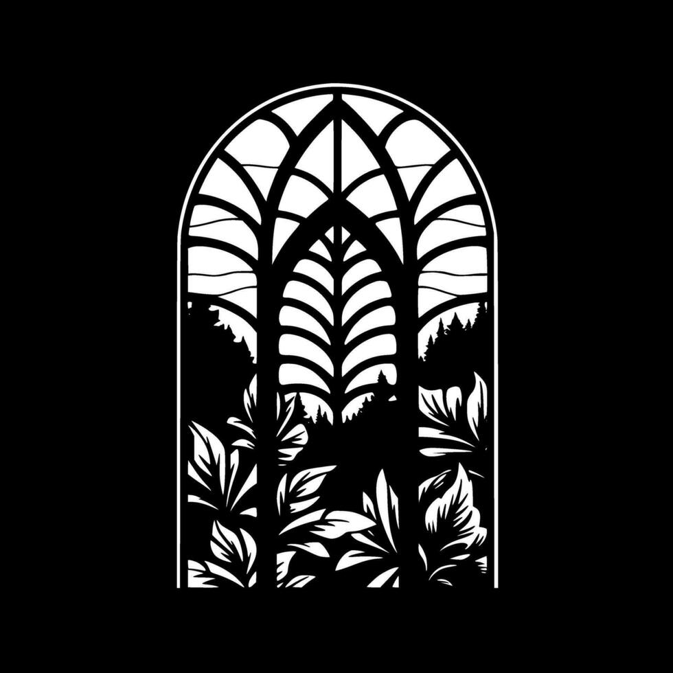 Stained Glass, Black and White Vector illustration