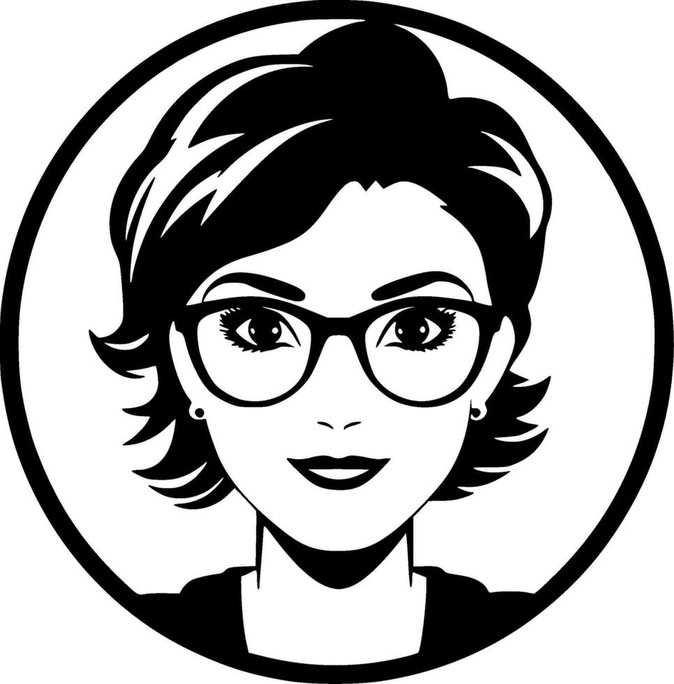 Teacher, Black and White Vector illustration