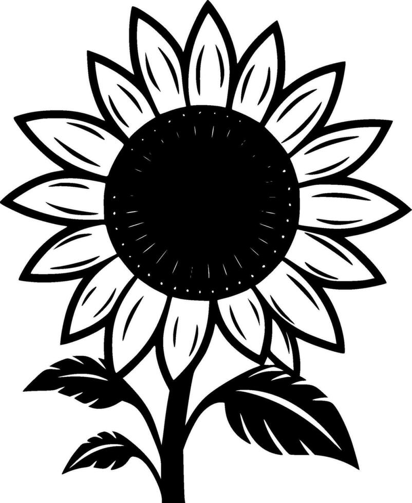 Sunflower - Black and White Isolated Icon - Vector illustration