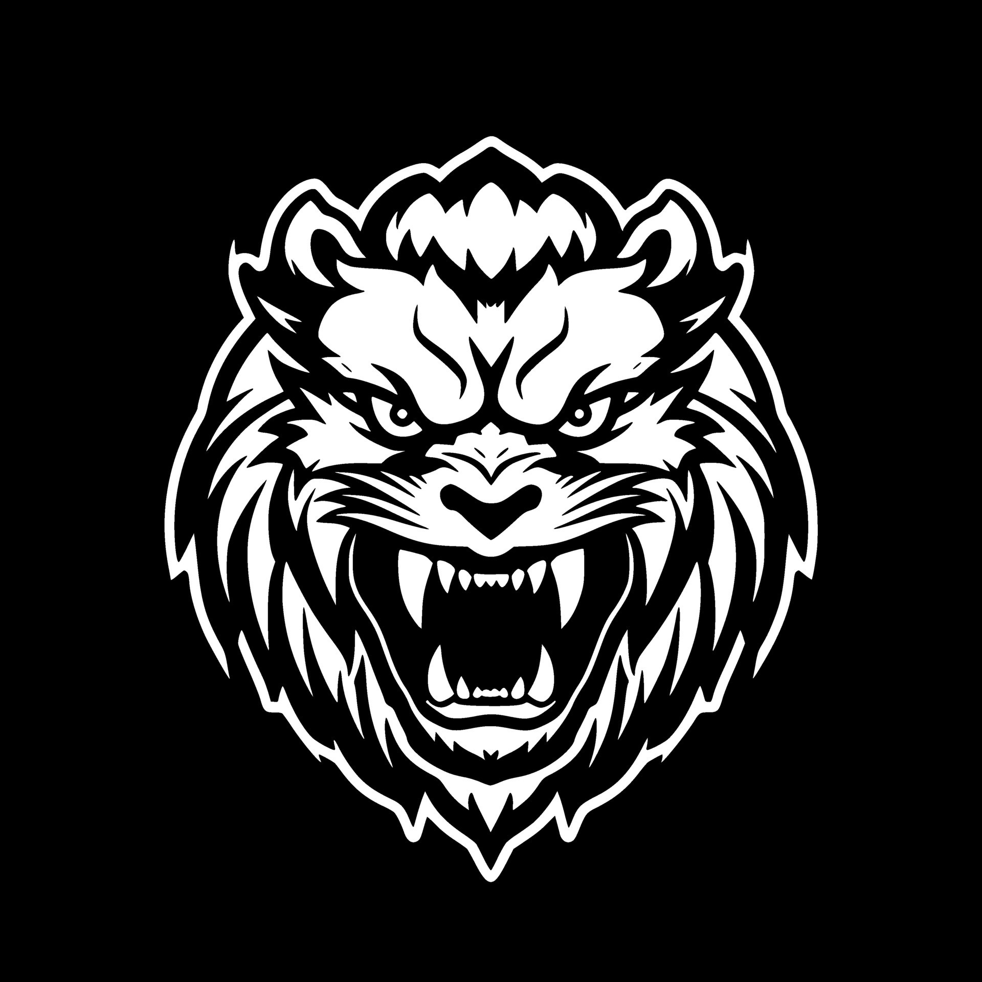 Tiger - Black and White Isolated Icon - Vector illustration 27963423