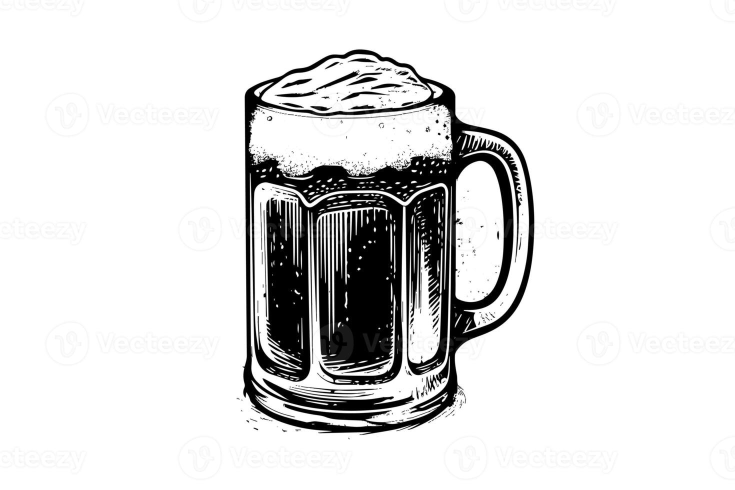 Mug of beer. Vector engraved color vintage illustration isolated on white background. photo