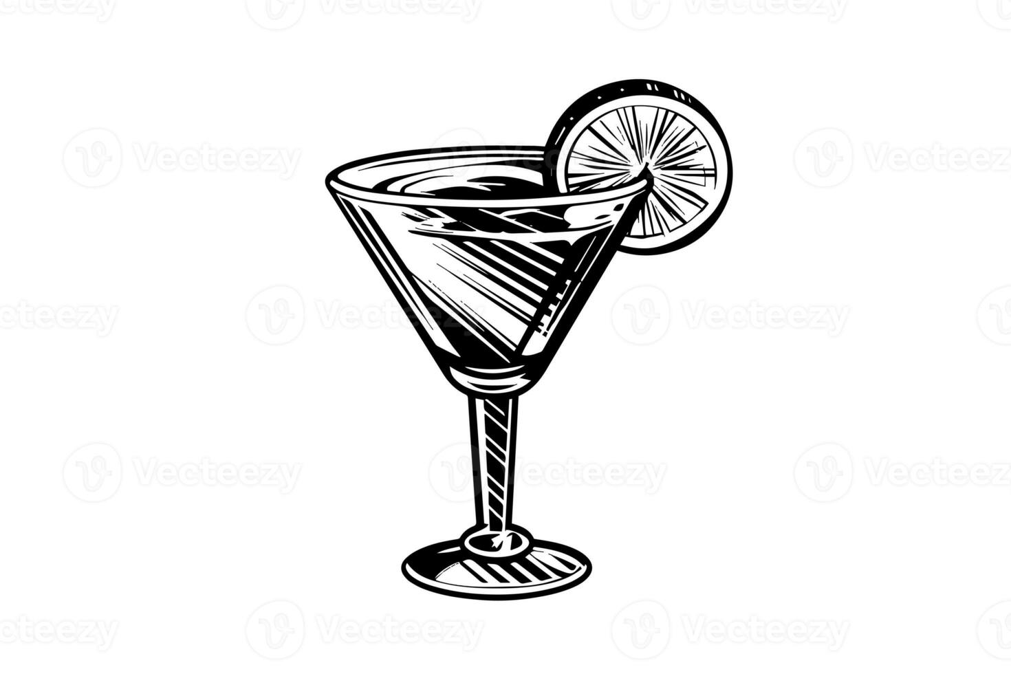 Margarita cocktail engraved isolated drink vector illustration. Black and white sketch composition photo