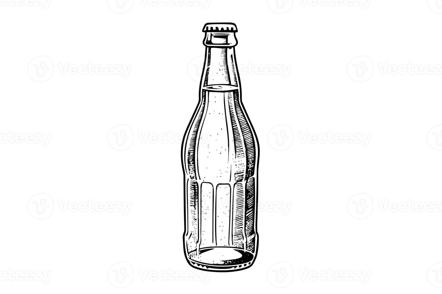 Glass bottle of soda. Ink sketch of cola hand drawn vintage vector illustration photo