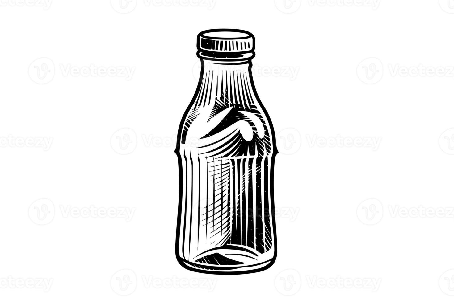 Glass bottle of soda. Ink sketch of cola hand drawn vintage vector illustration photo