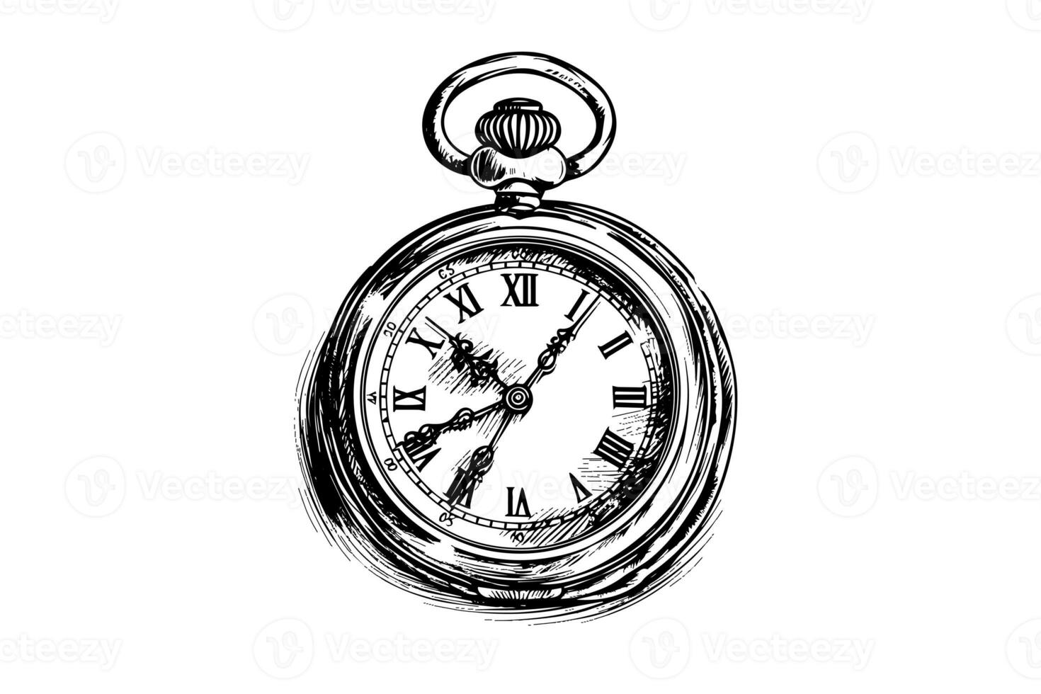 Antique pocket watch vintage engraved hand drawn vector illustration. photo