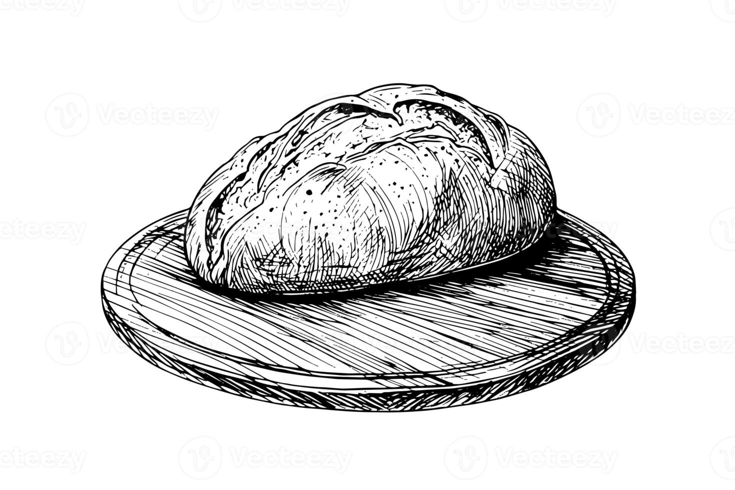 Loaf of bread. Vector hand drawn vintage engraving style vector illustration. photo