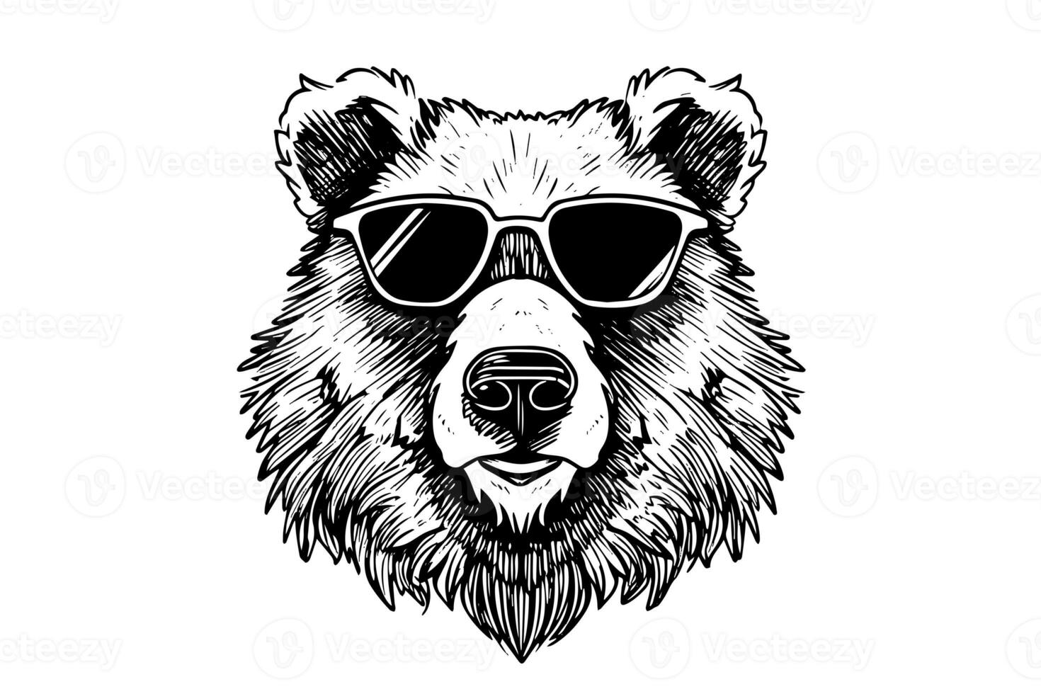 oso cabeza en lentes logotipo vector grabado estilo ilustración foto