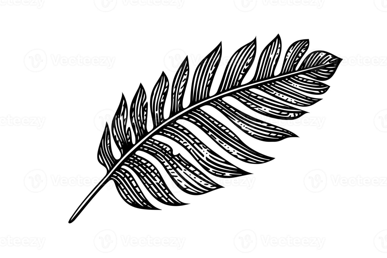 Exotic tropical leaf hand drawn vector. Botanical leaves engraved ink art. photo