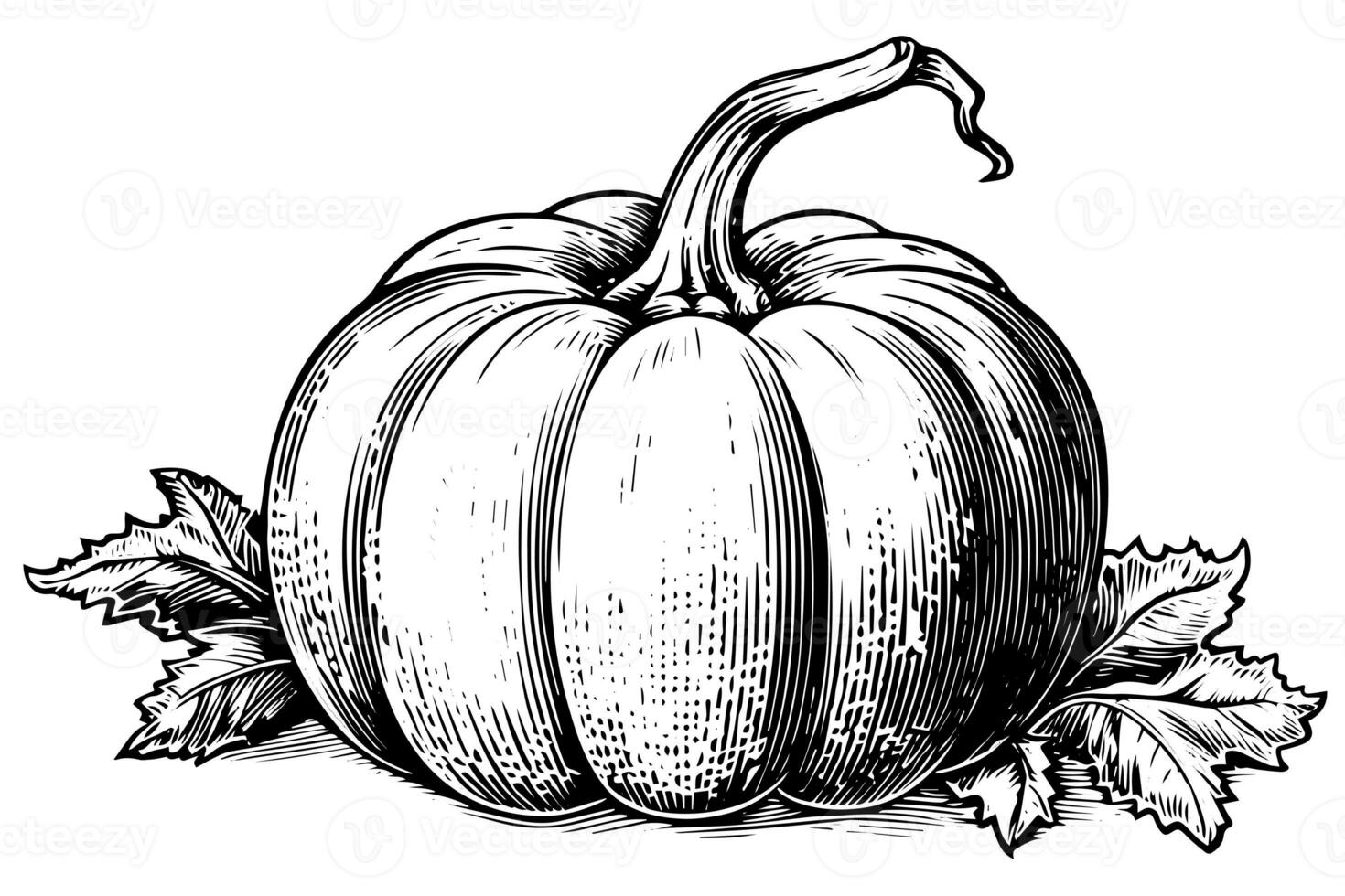 Ink sketch of pumpkin isolated on white background. Hand drawn vector illustration. photo