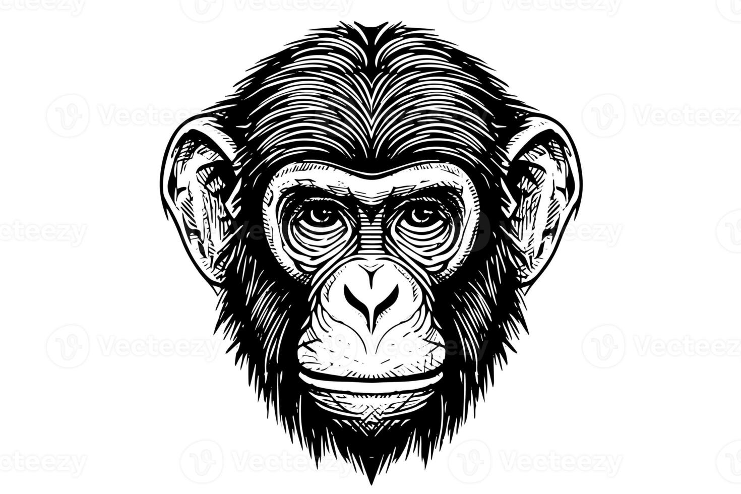 mono cabeza o cara mano dibujado vector ilustración en grabado estilo tinta bosquejo. foto