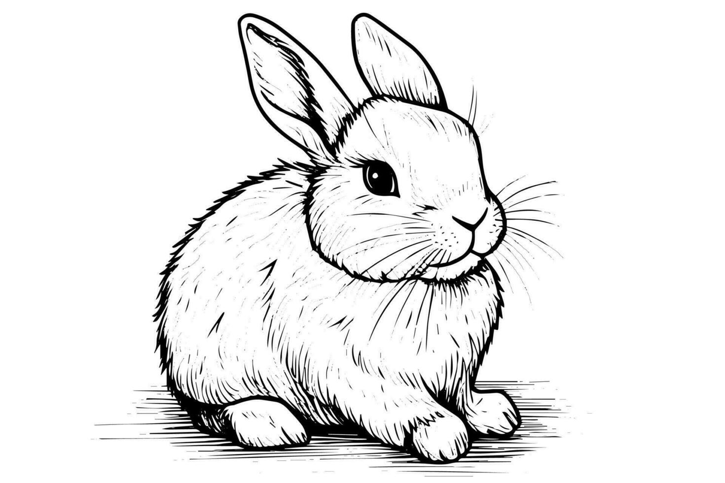 Engraving rabbit on white background .Vector ink sketch illustration. vector