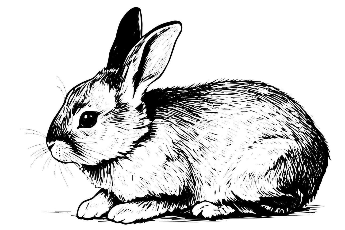 Engraving rabbit on white background .Vector ink sketch illustration. vector