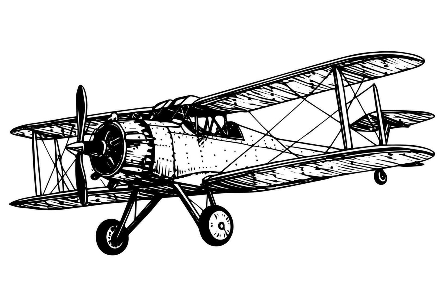 Hand drawn ink sketch of airplane. Engraving style vector illustration ...