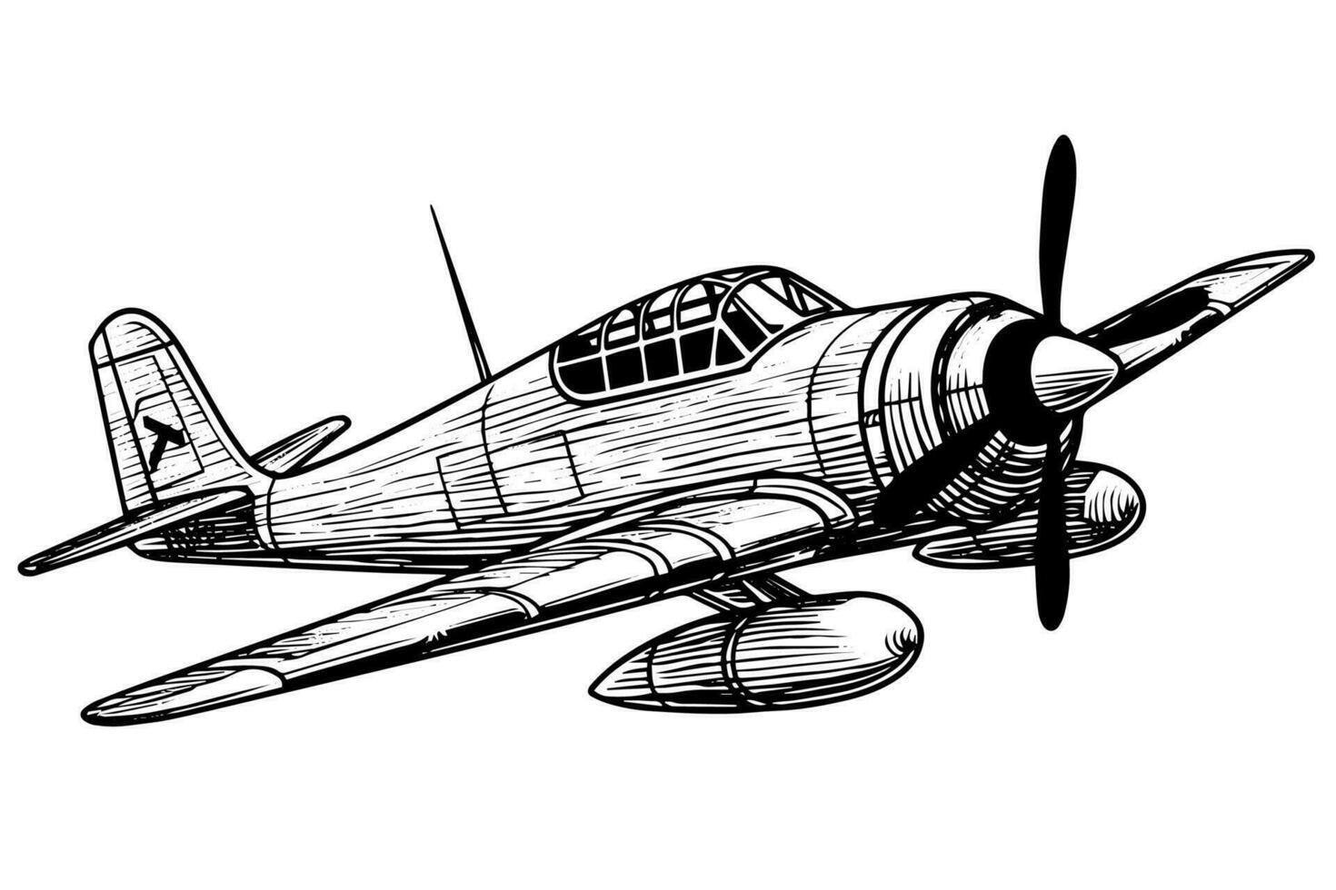 mano dibujado tinta bosquejo de avión. grabado estilo vector ilustración.