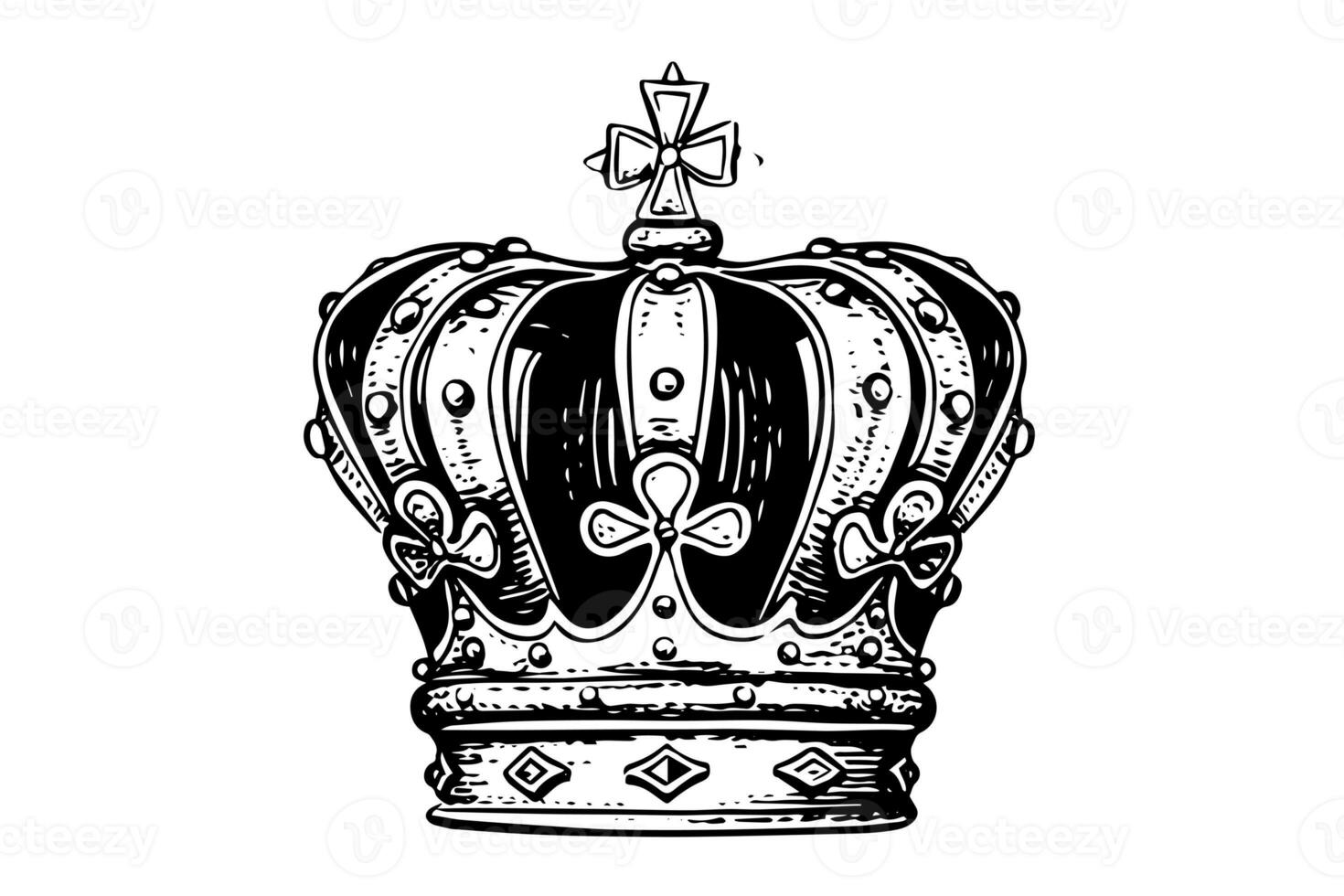 Hand drawn crown ink sketch. Engraving style vector illustration. photo