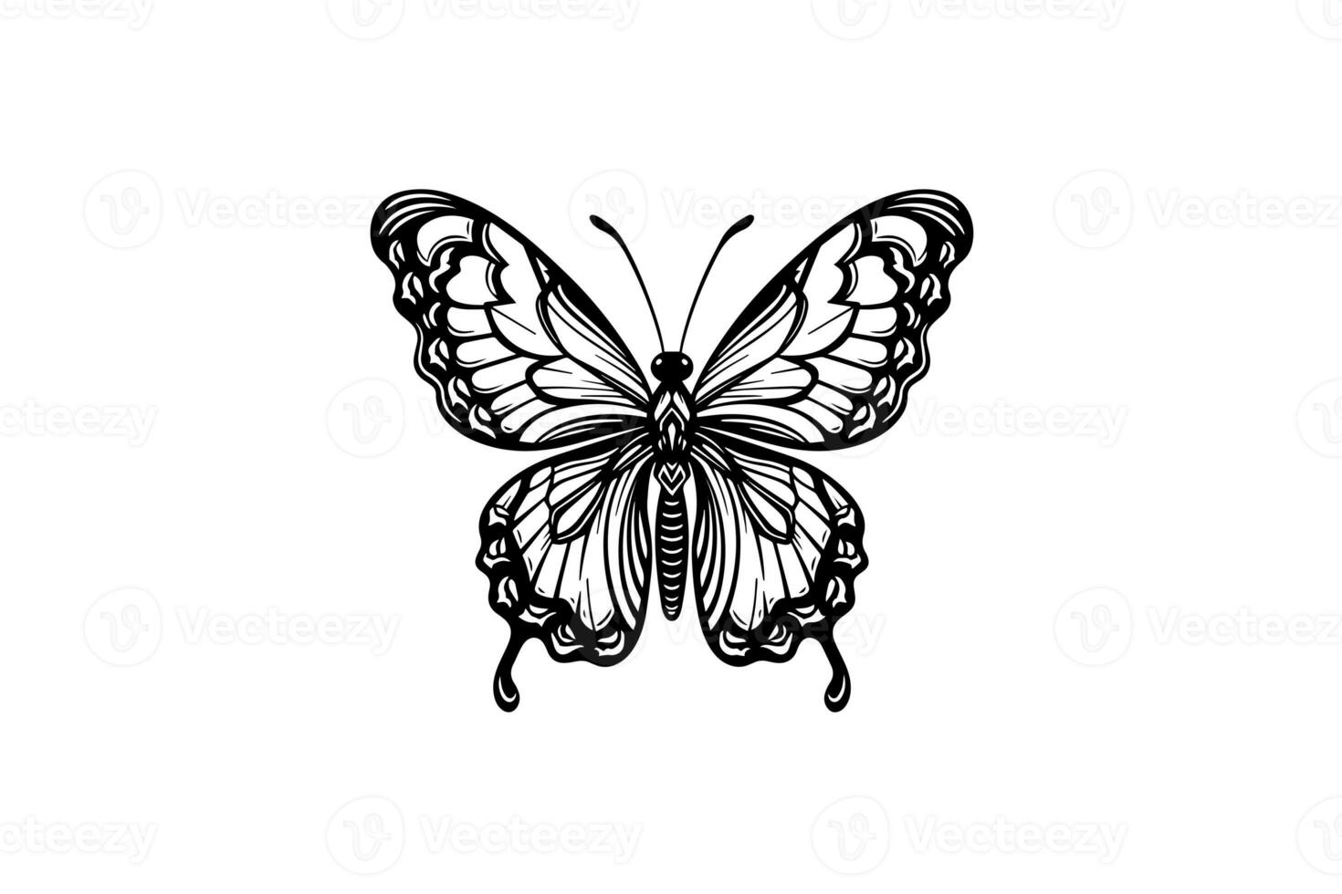 Butterfly sketch. Hand drawn engraving style vector illustration. photo