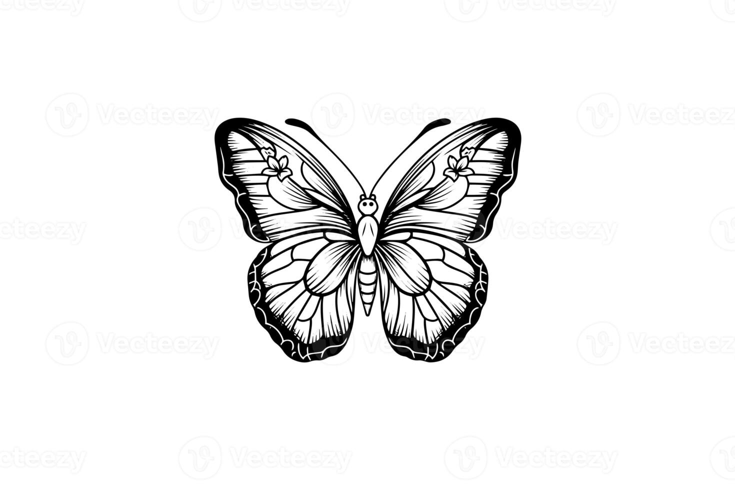 Butterfly sketch. Hand drawn engraving style vector illustration. photo