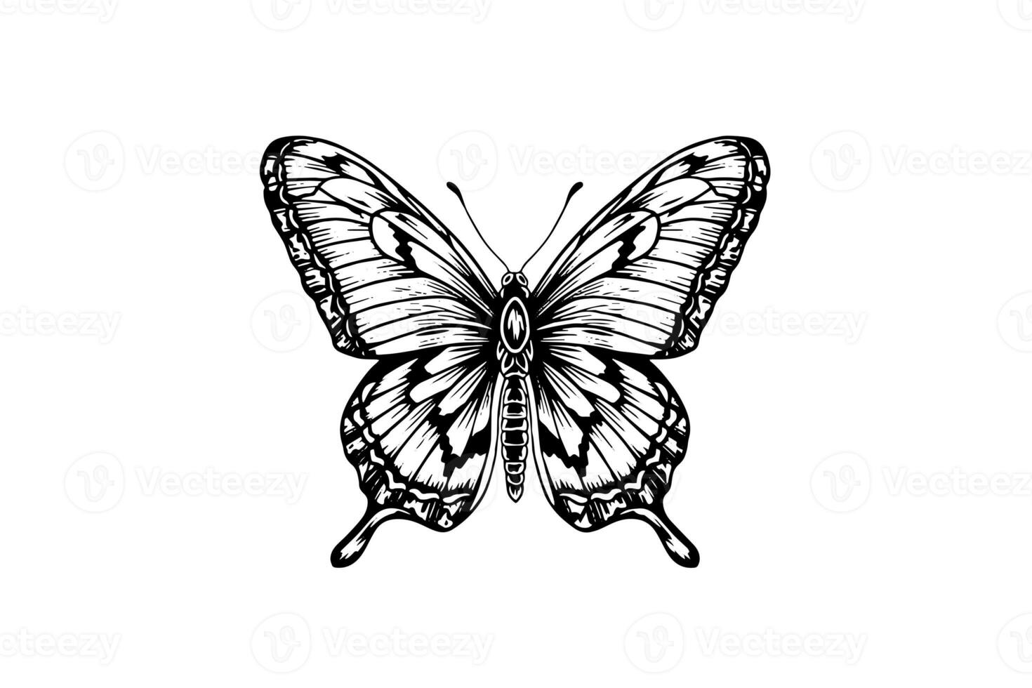 Butterfly sketch. Hand drawn engraving style vector illustration. photo