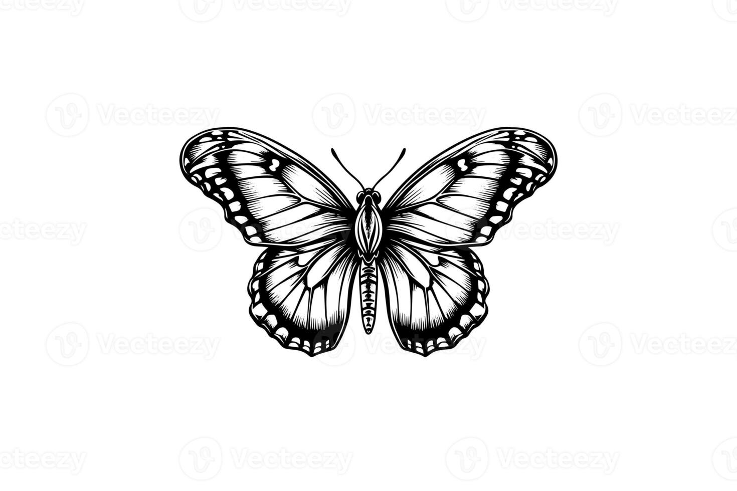 Butterfly sketch. Hand drawn engraving style vector illustration. photo