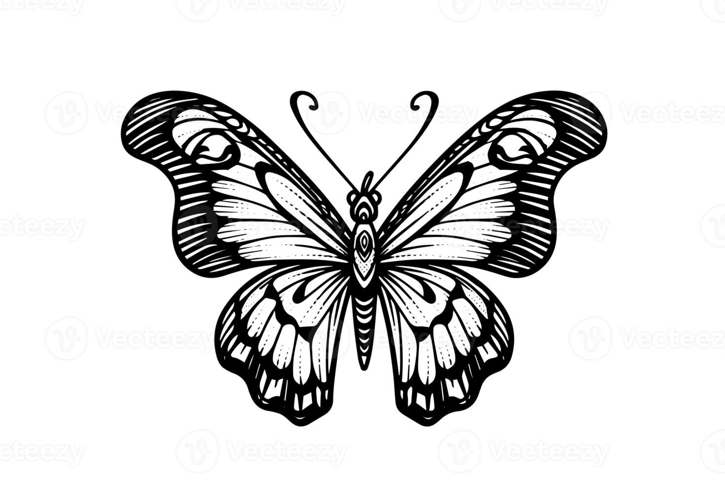 mariposa bosquejo. mano dibujado grabado estilo vector ilustración. foto