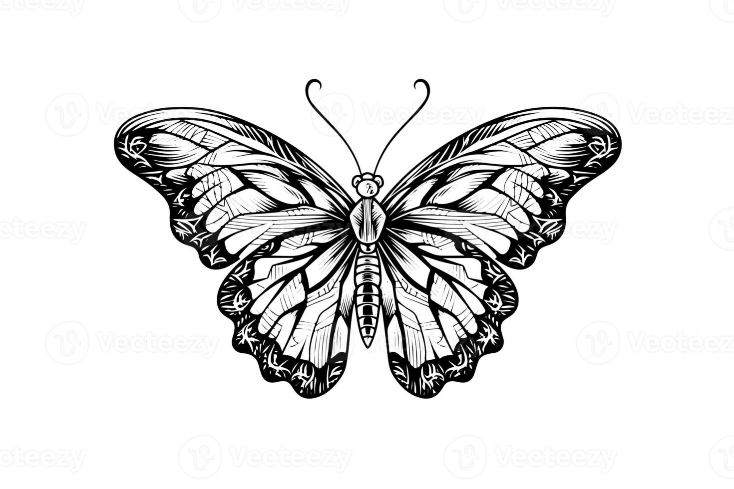 Butterfly sketch. Hand drawn engraving style vector illustration. photo