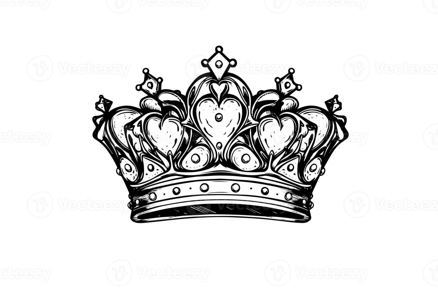 Hand drawn crown ink sketch. Vintage engraved vector illustration. photo