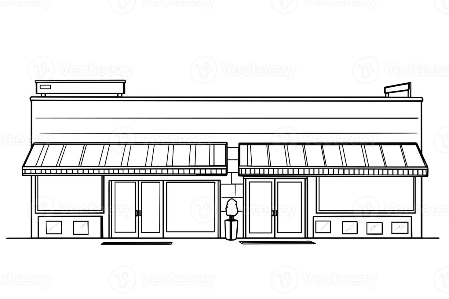 Storefront line design. Hand drawn shop line art vector illustration. photo