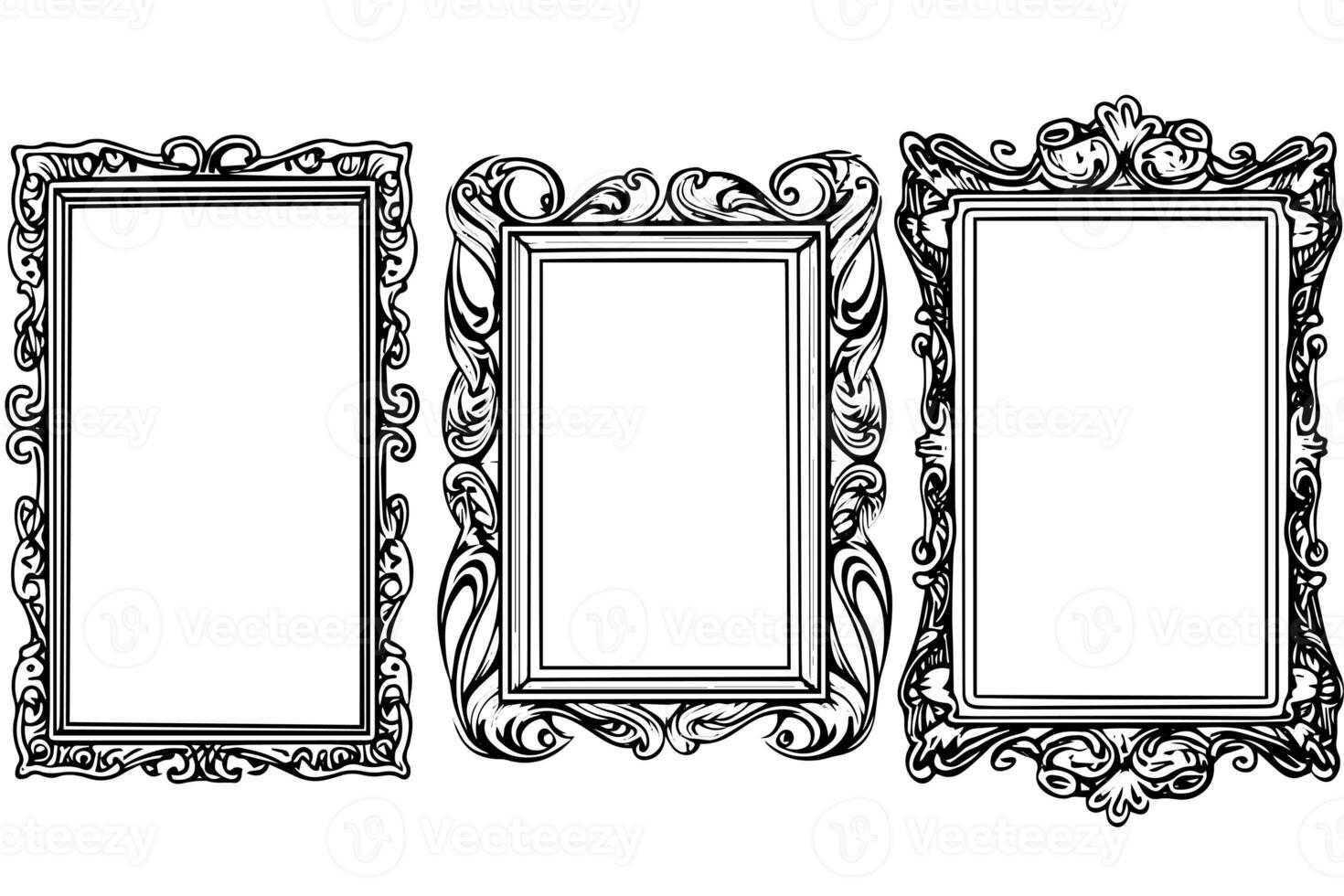 Hand drawn ink sketch of retro photo frame. Vector illustration.