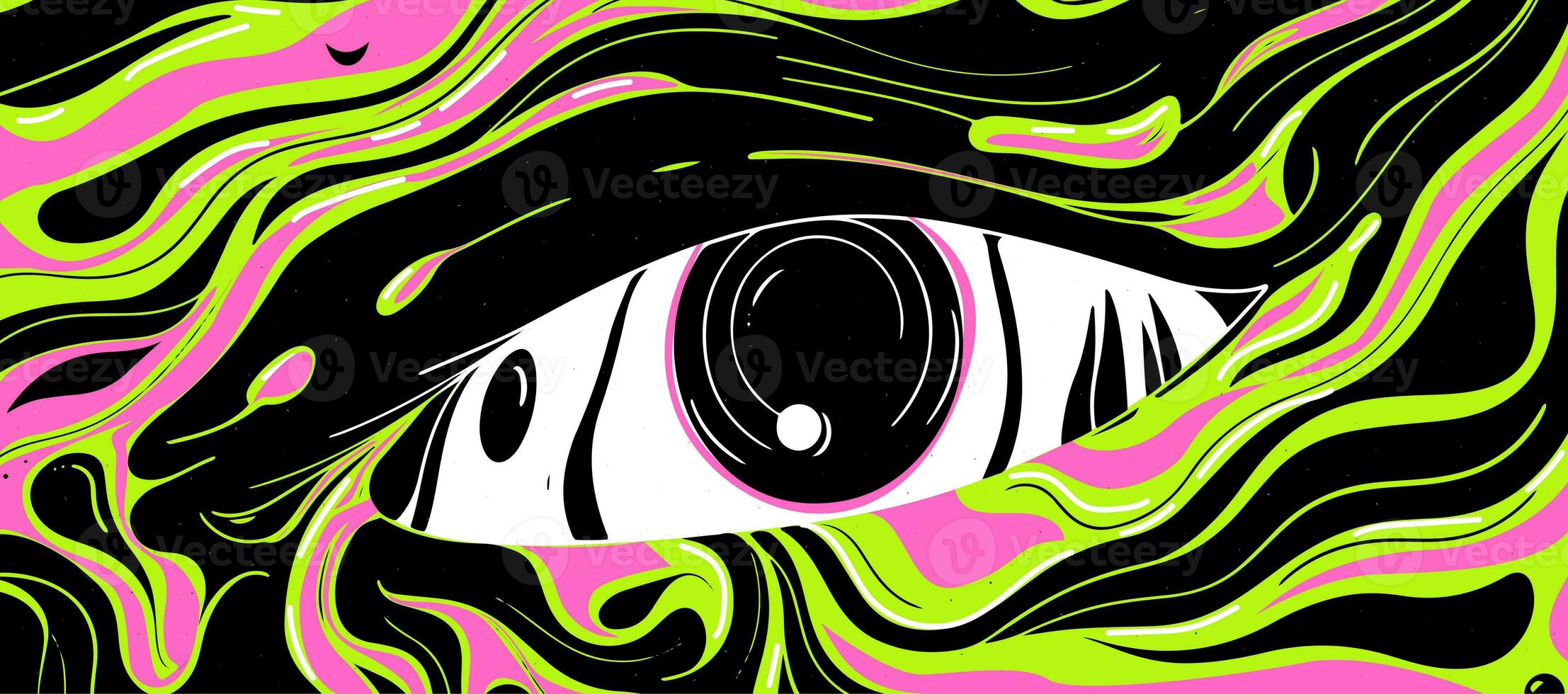 Trippy liquid  trendy vector abstract background in groovy style. Psychedelic banner pattern, template for advertising. photo