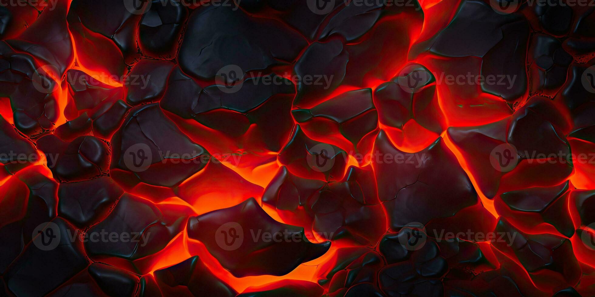 Molten lava texture background. Ground hot lava. Burning coals, crack surface. Abstract nature pattern, glow faded flame. 3D Render Illustration. photo
