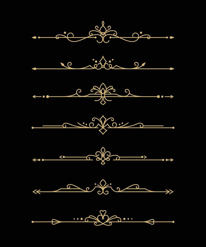 Golden Border Elements Vector Set