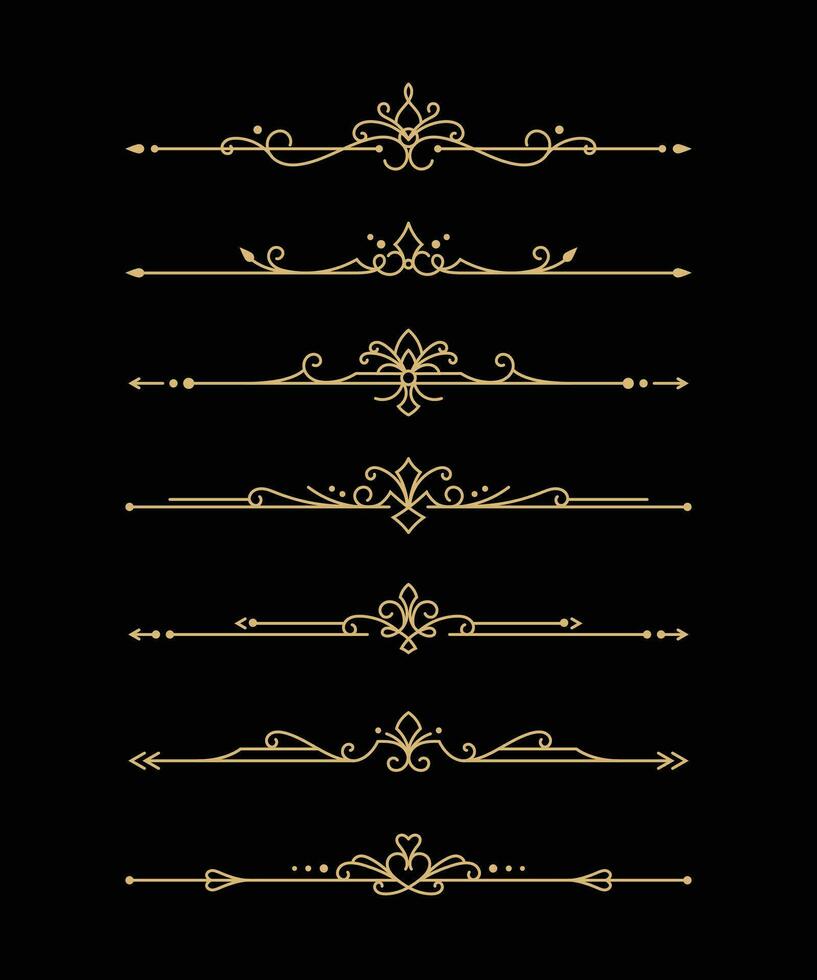 Golden Border Elements Vector Set