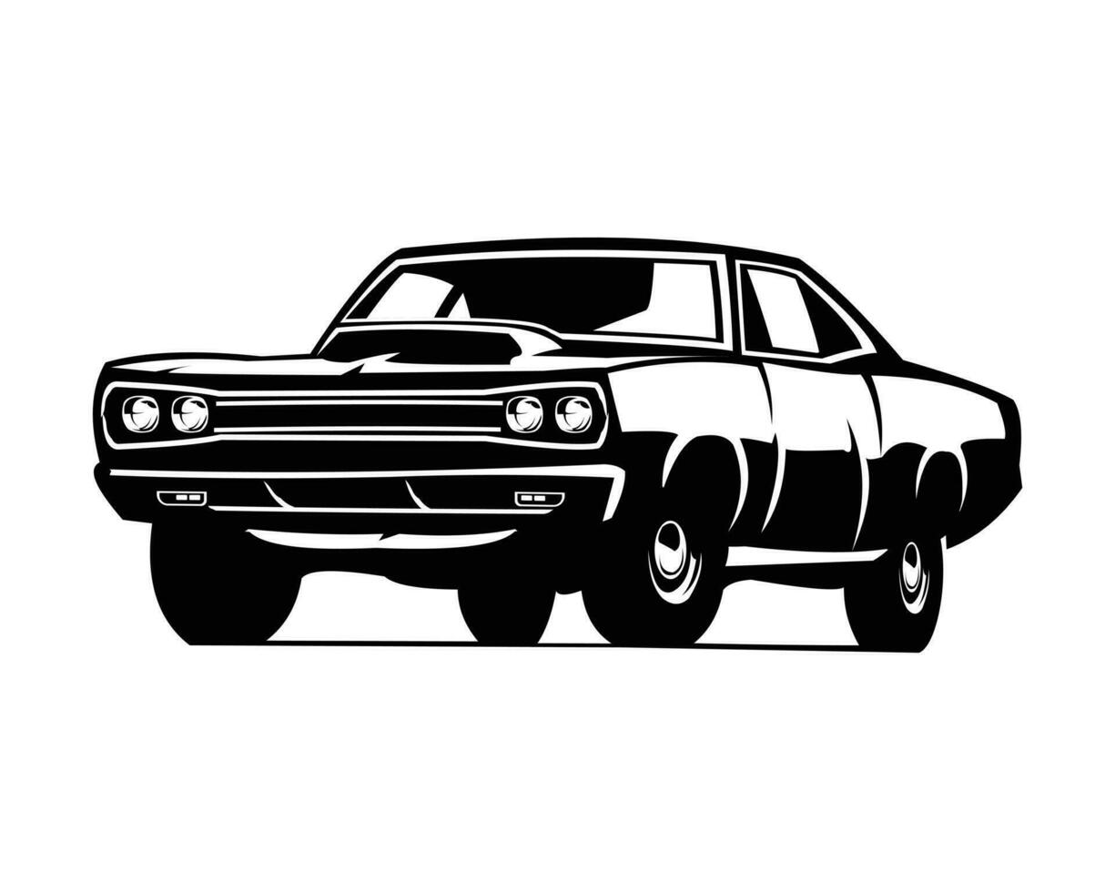 1969 dodge super bee car vintage logo. silhouette design vector illustration. isolated white background view from side. best for emblem, icon, old car industry