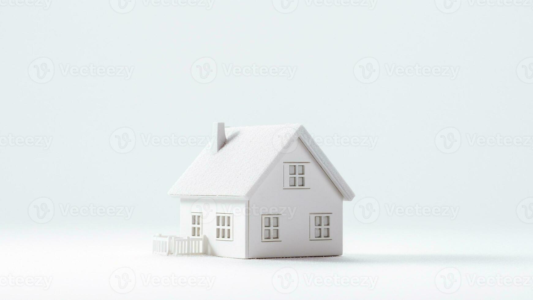 miniatura casa en blanco antecedentes. ahorro dinero y propiedad inversión concepto. generativo ai foto