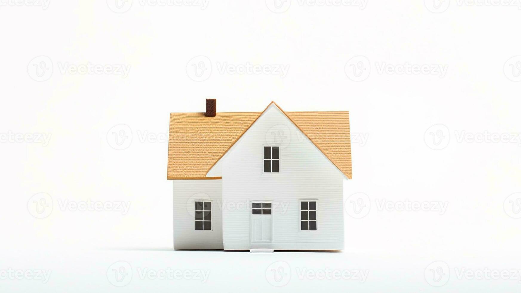 miniature house on white background. saving money and property investment concept. generative AI photo