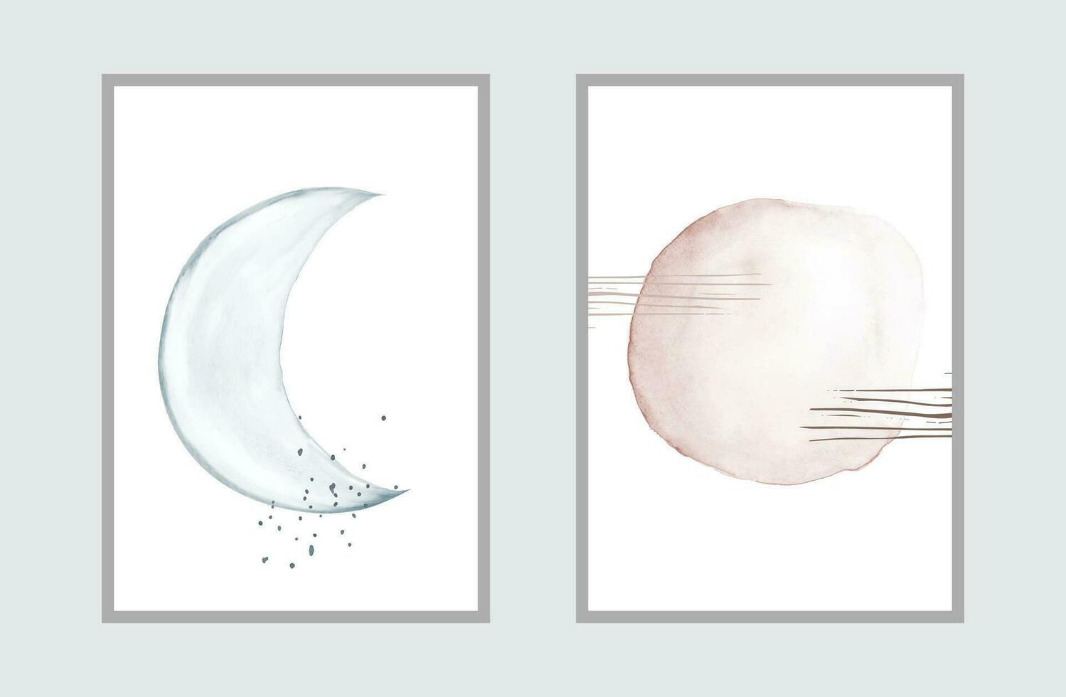 Minimal art with watercolor hand painted creative for wall collection vector
