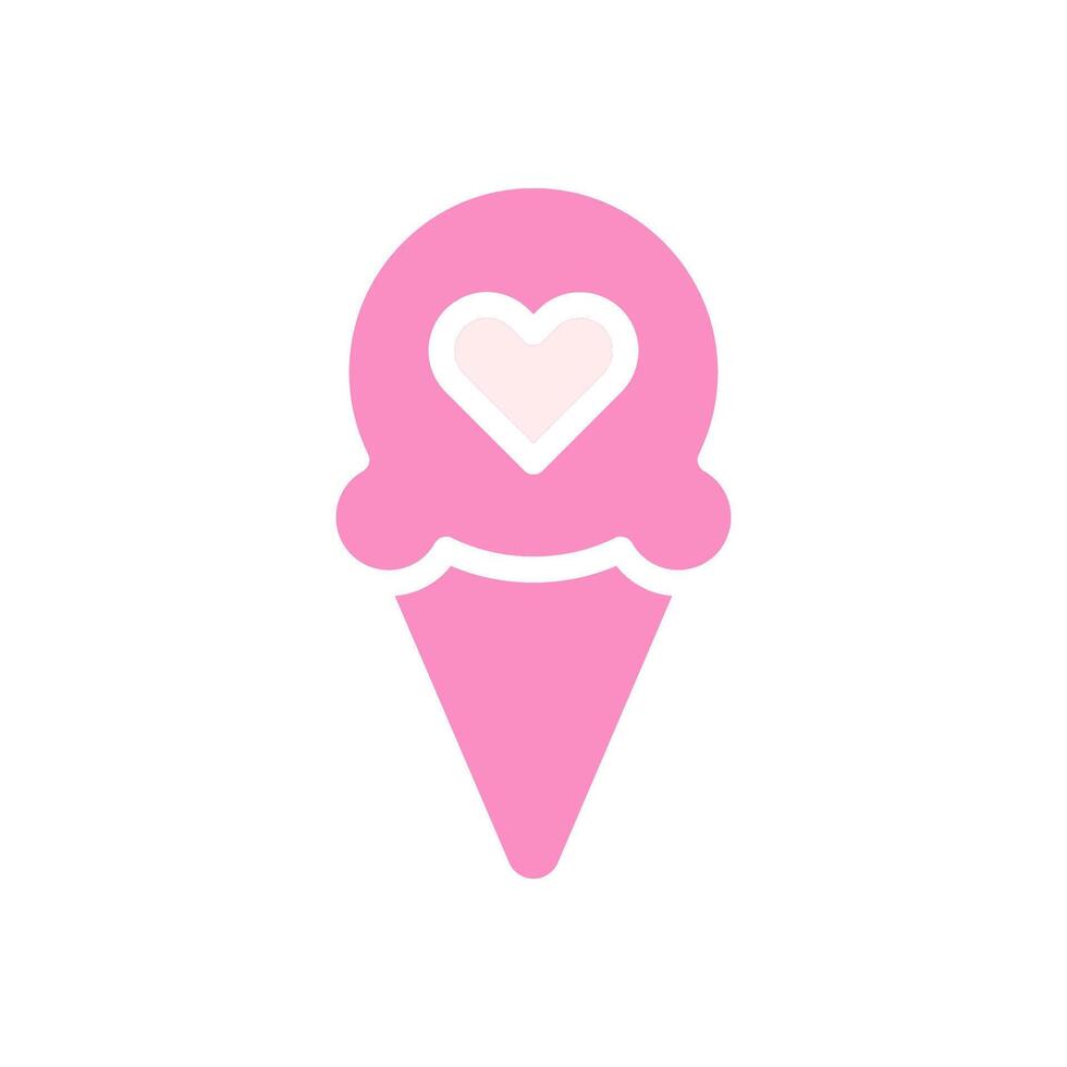Ice cream love Icon solid pink white style valentine illustration symbol perfect. vector