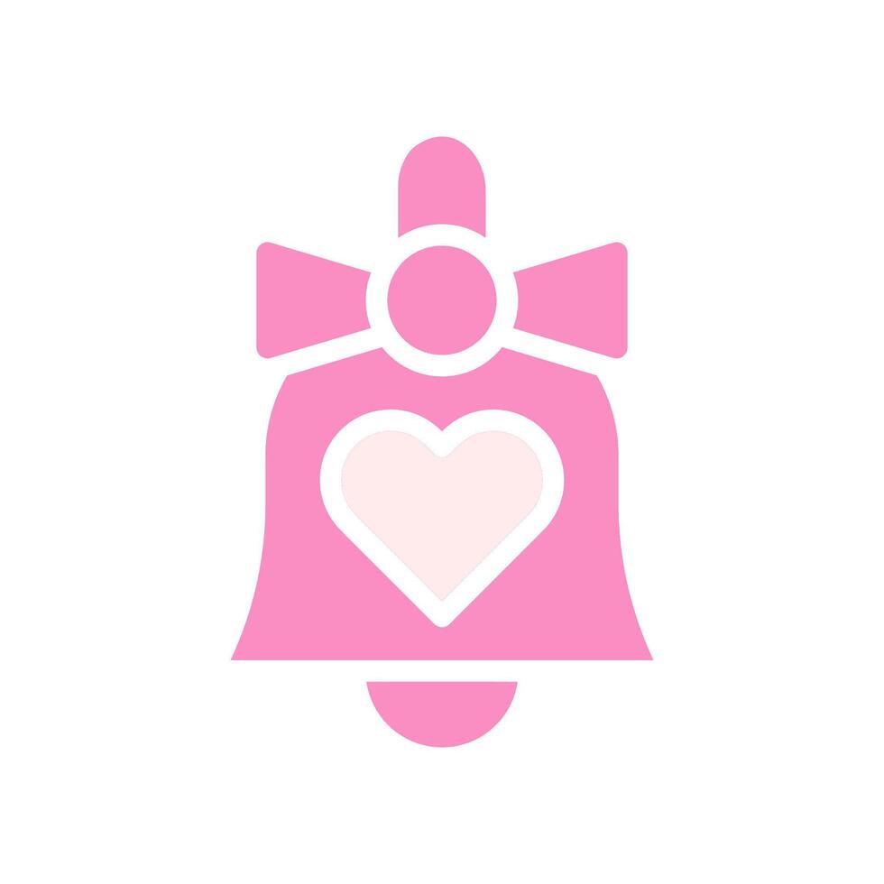 Bell love Icon solid pink white style valentine illustration symbol perfect. vector