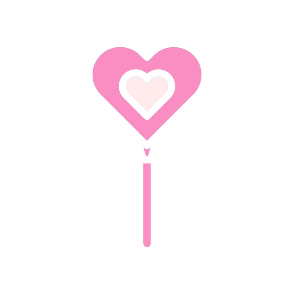 Balloon love Icon solid pink white style valentine illustration symbol perfect. vector