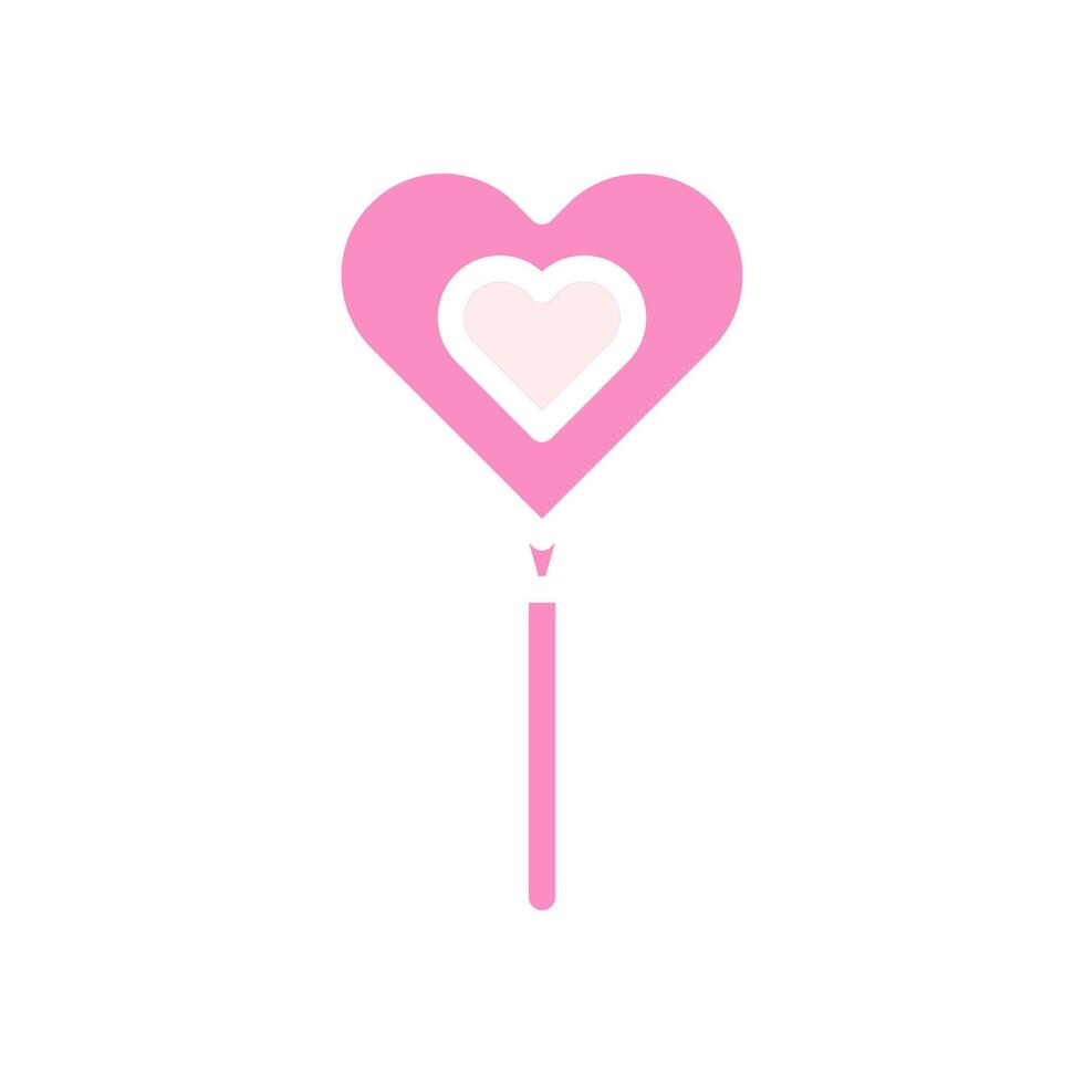 Balloon love Icon solid pink white style valentine illustration symbol perfect. vector