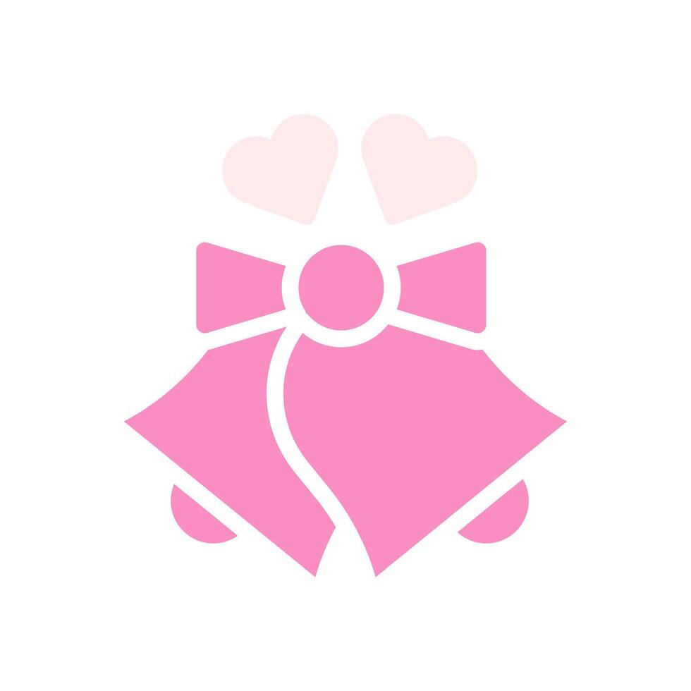 Bell love Icon solid pink white style valentine illustration symbol perfect. vector